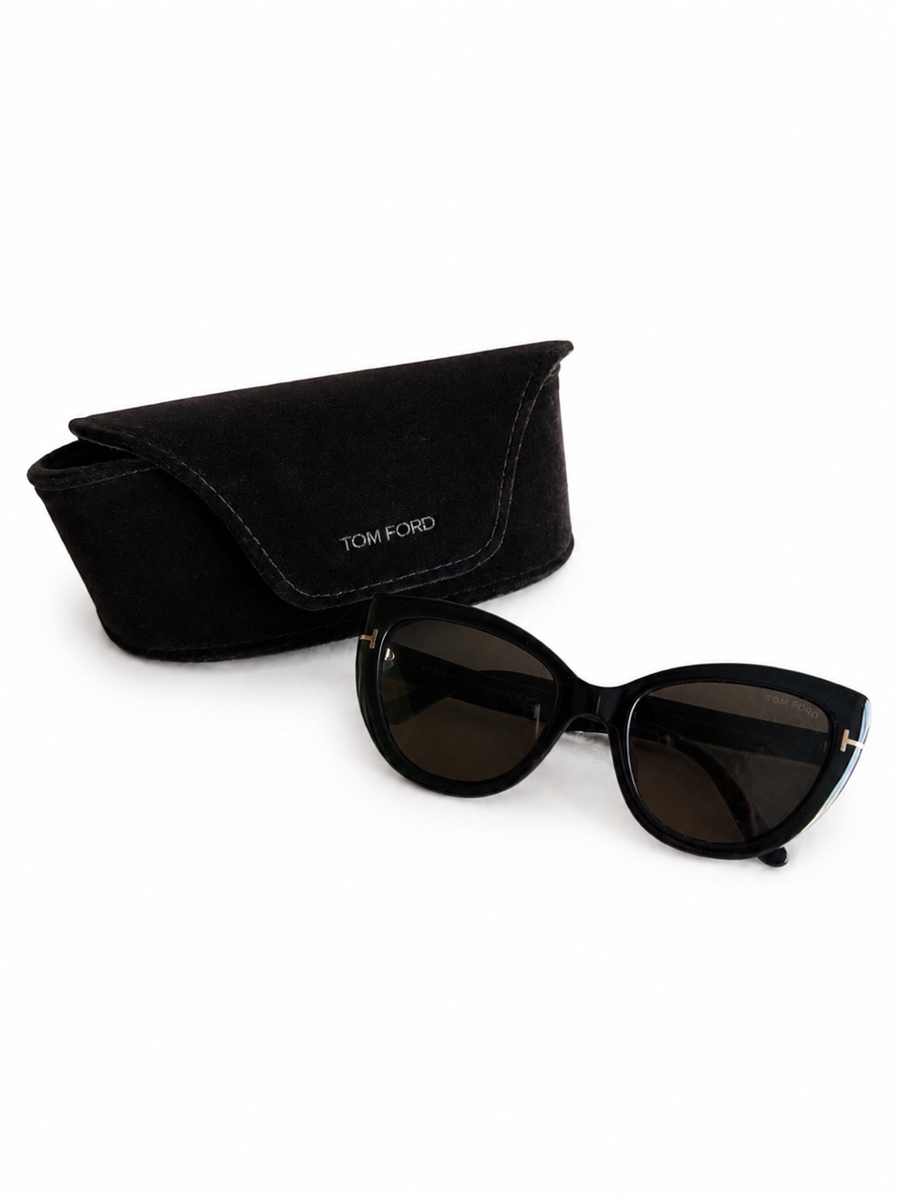Tom Ford Black Cat-Eye Sunglasses with Black Case